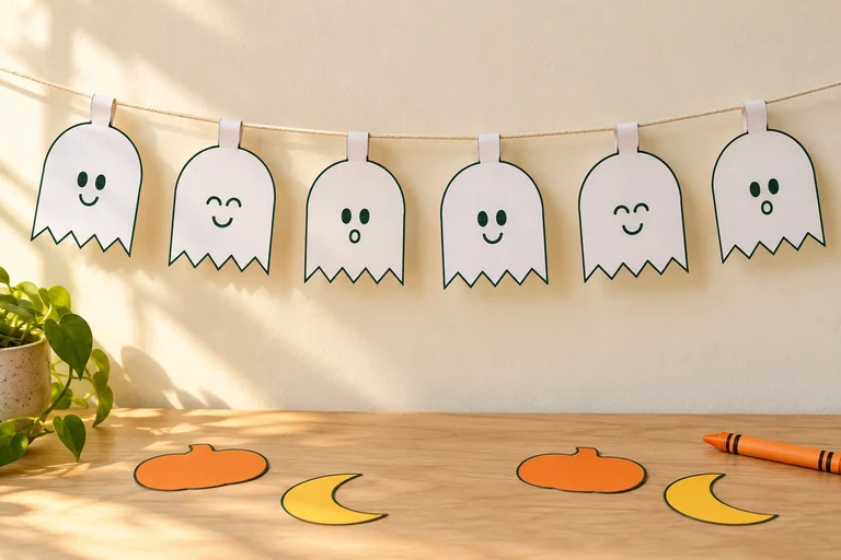 Little Ghost Garland example from the included printable guide