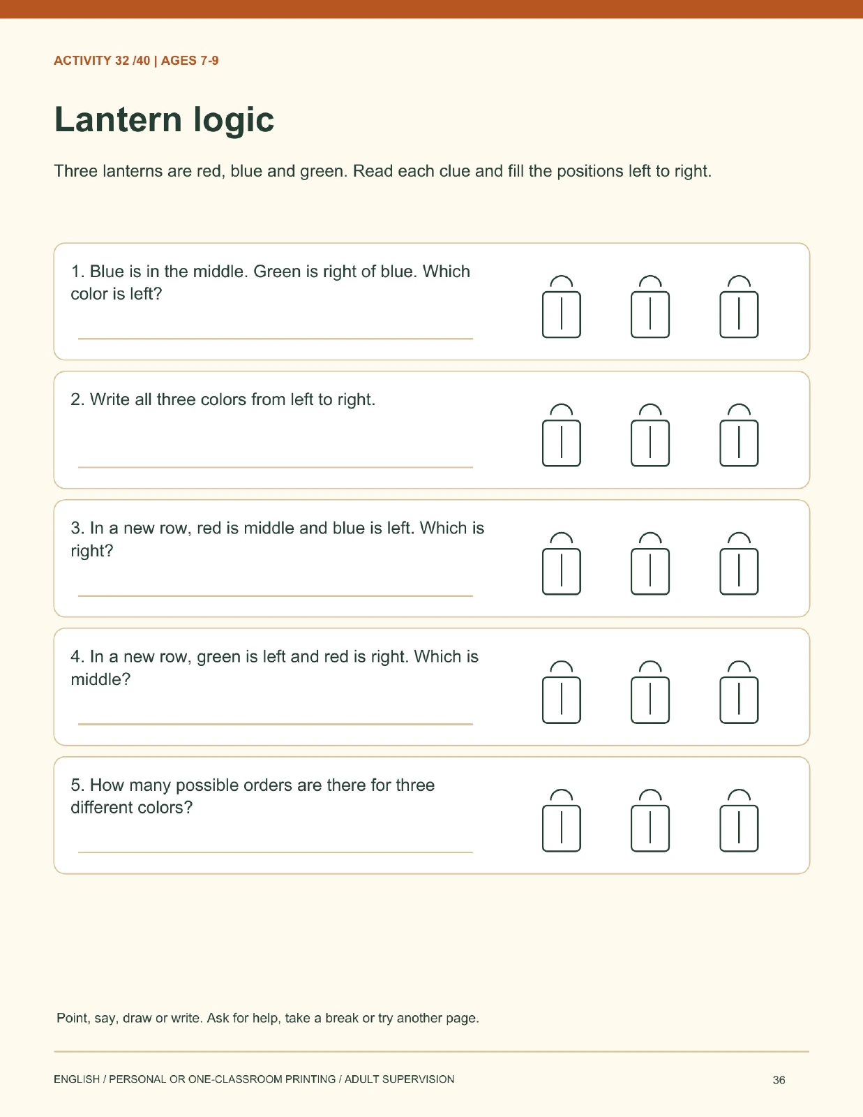 Lantern logic printable page