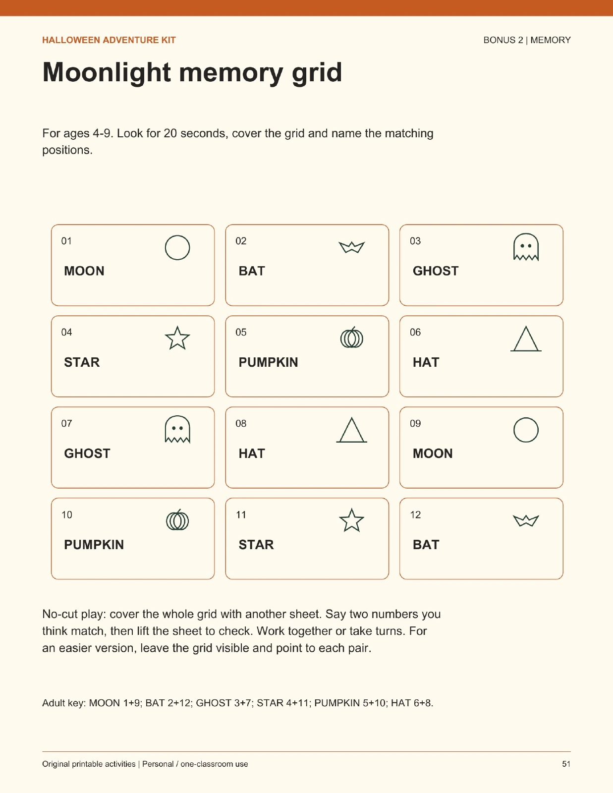 Memory Match printable
